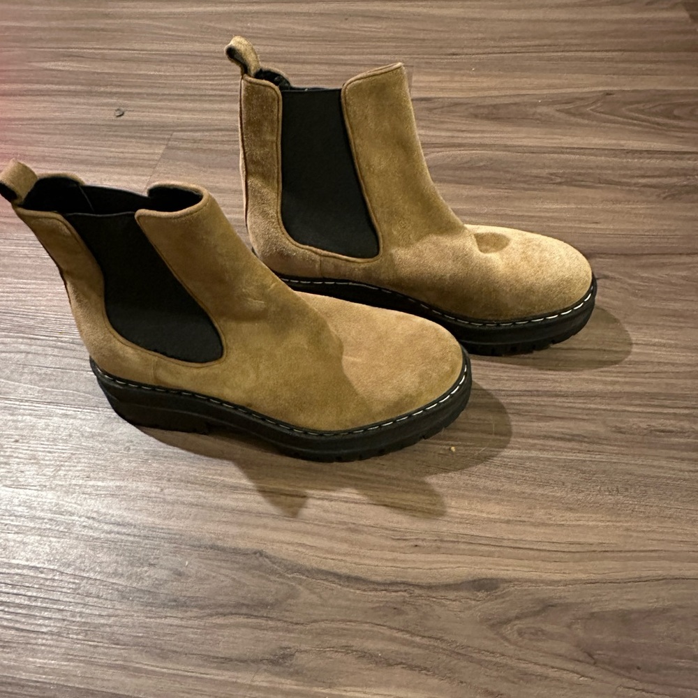 Marc Fisher LTD Padmia Chelsea Suede Boot in Natural Brown